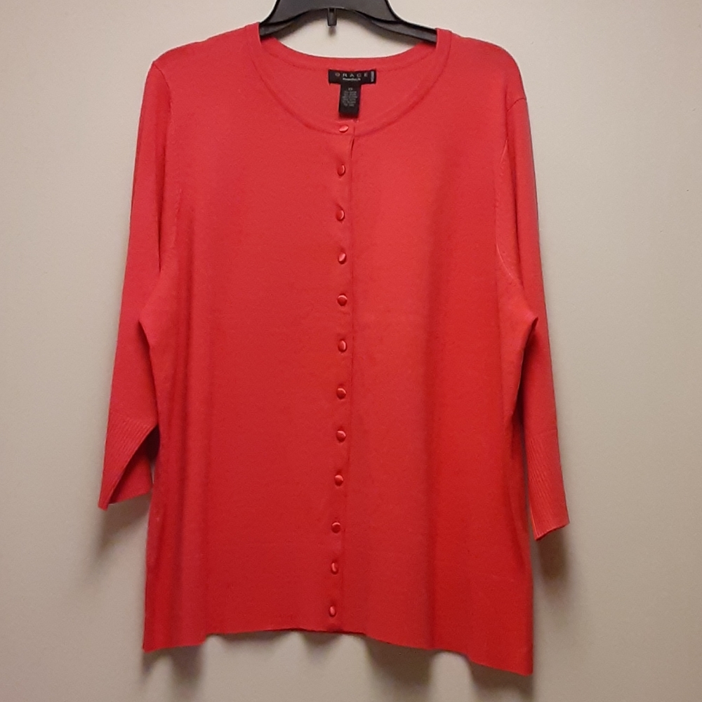 Grace Button Up Top In Claret Red Size 2X